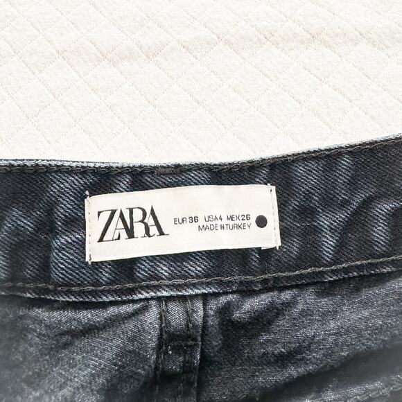 Zara Dark Blue Wash Carpenter Cargo Zip Fly Denim Jeans Indigo Wash Size 04 - Picture 6 of 6